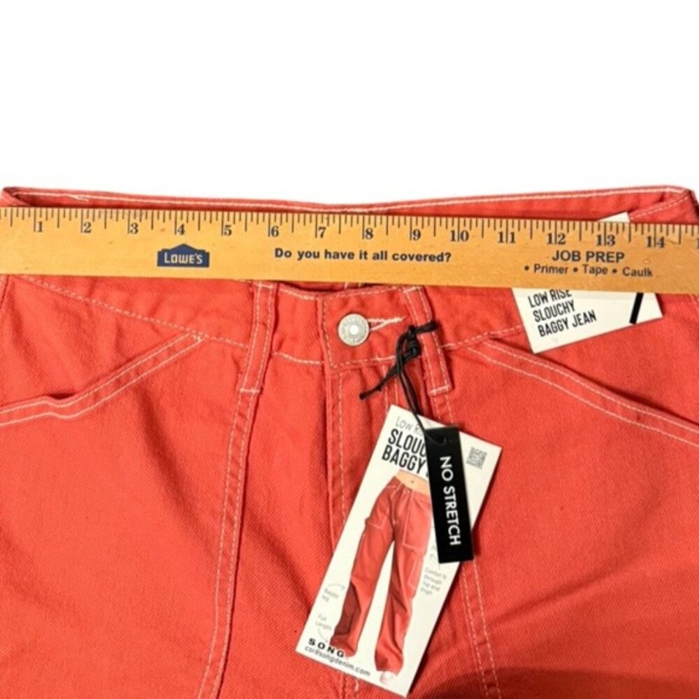 Red Wide-Leg Carpenter Jeans | Industrial Streetwear | Alt Utility Denim Grunge - Picture 6 of 7